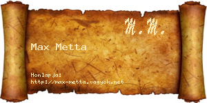 Max Metta névjegykártya